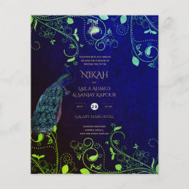 Flyer LeahG Peacock Blue Islamic Muslim Wedding Invites