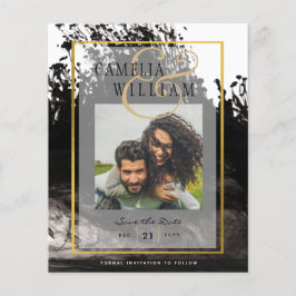Flyer LeahG PHOTO Wedding Black Gold INK Save Date