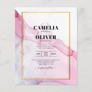 Flyer LeahG PINK Roxo Convite de Casamento Abstrato