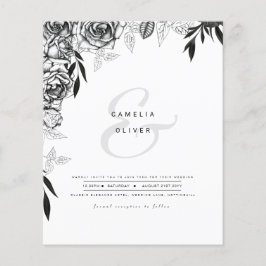 Flyer LeahG Rosas Brancas e Pretas Orçamento de Casament