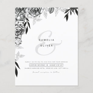 Flyer LeahG Rosas Brancas e Pretas Orçamento de Casament