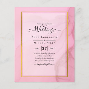 Flyer LeahG Rubor Rosa Ouro INK Ombre Casamento CONVITE