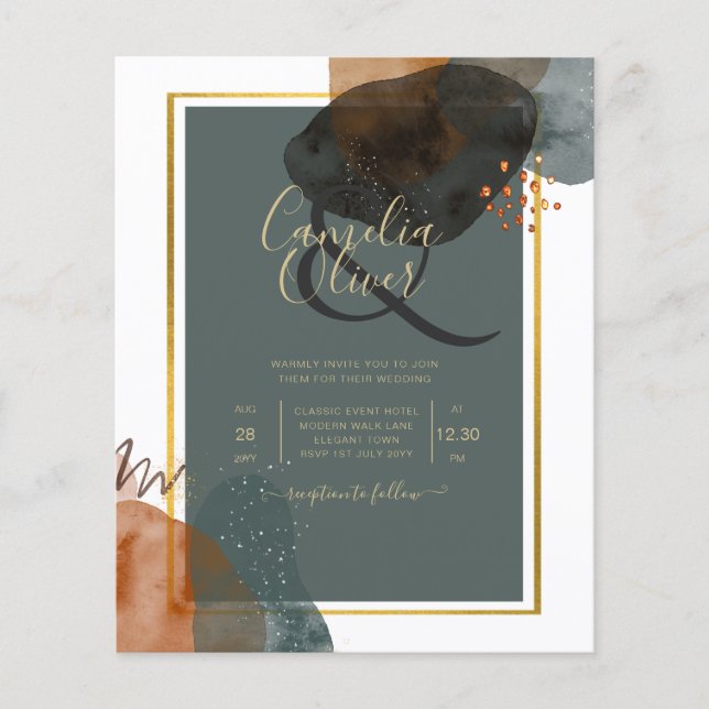 Flyer Leahg TEAL EARTH TONES CONVITE DE CASAMENTO Código (Frente)