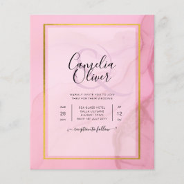 Flyer LeahG Tom Rosa Dourado INK Ombre Convite de Casame