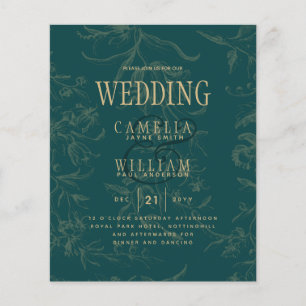 Flyer LeahG Verde Esmeralda Dourado Casamento Botânico V