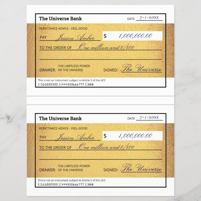 Flyer Lei da Atração Blank Imprimível Cheque Dourado (Frente)