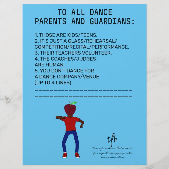 Flyer Lembrete-pai da dança - Apple Sky Blue (Frente)