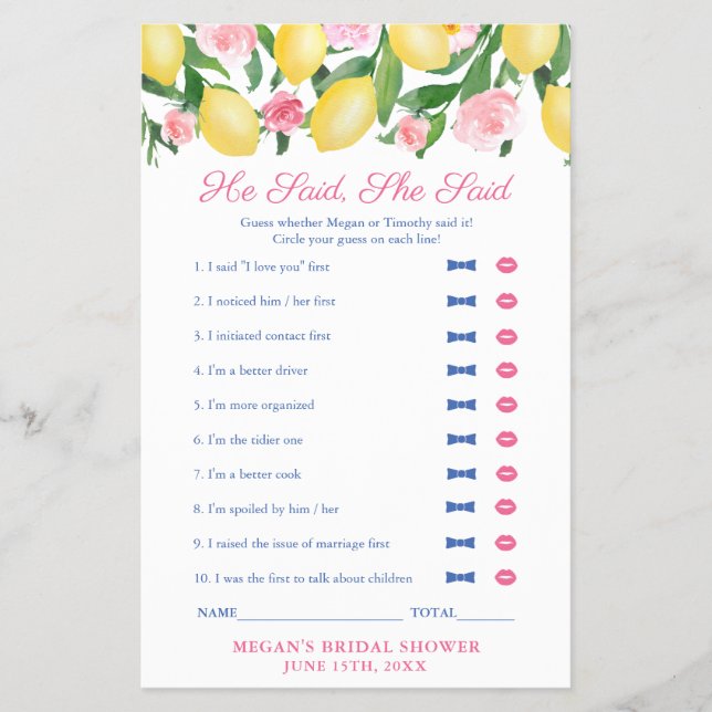 Flyer Lemons Italianos Disse Que Disse Jogo Do Chá de pa (Frente)