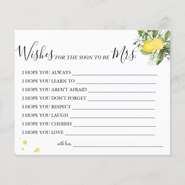 Flyer Lemony Deseja que em breve seja a Sra. Card (Frente)