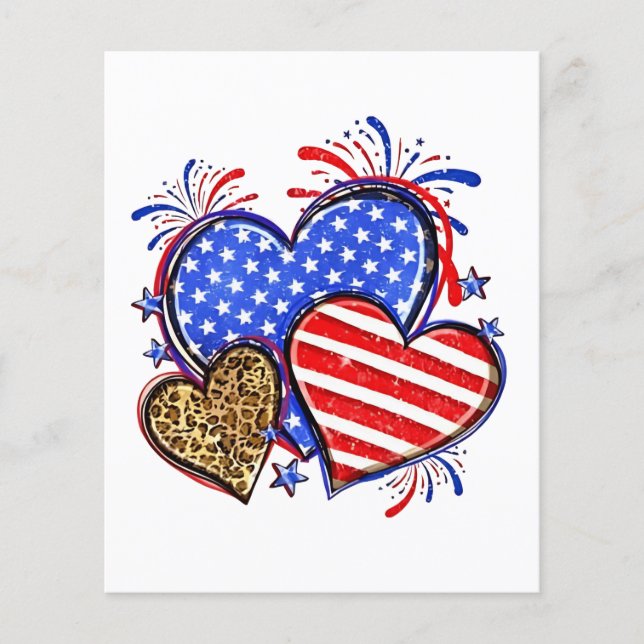 Flyer Leopard American Flag Heart 4 de julho dos EUA (Frente)