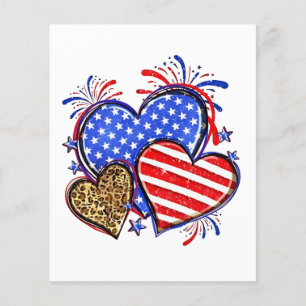 Flyer Leopard American Flag Heart 4 de julho dos EUA