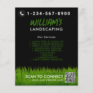 Flyer Lewn Care Landscaping Remando Cortando Código QR