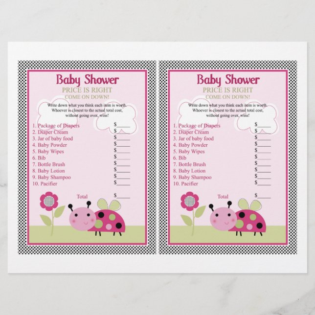 Flyer "Lil Ladybug with Polka Dots" Price is Right Game (Frente)