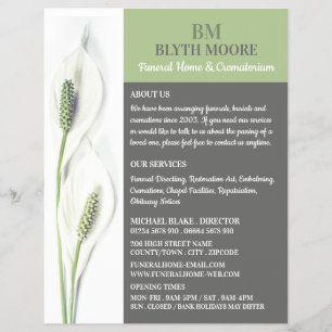 Flyer Lily Flowers, Funeral Home, Diretores