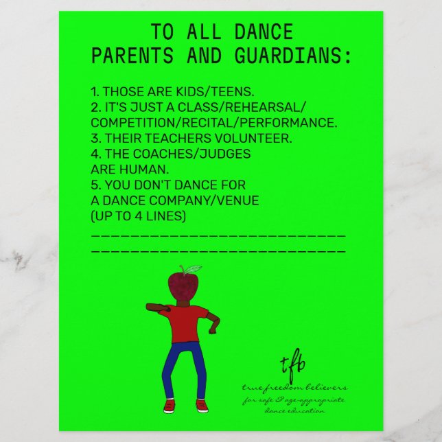 Flyer Limão da Apple do Lembrete do Pai da Dança (Frente)