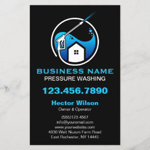 Flyer Limpeza da Pressão Moderna Azul Preta