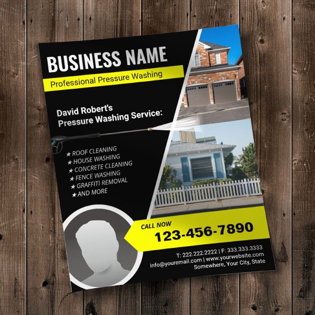 Flyer Limpeza profissional com a pressão de lavagem (Criador carregado)