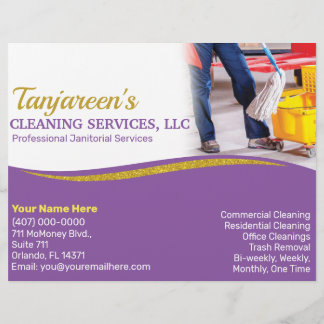 Flyer Limpeza Profissional/Serviço Doméstico Janitorial