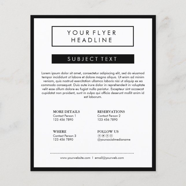 Flyer Limpo Mínimo de mídia social Luxury Preto&Branco (Frente)