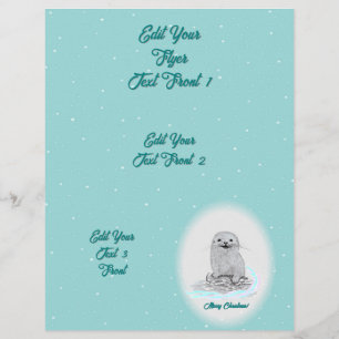 Flyer Linda Bebê de Lontra Marinha Branca, Feliz Natal