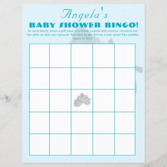 Flyer Lindo Pacote de Bingo de Chá de Bebê Menino (Frente)