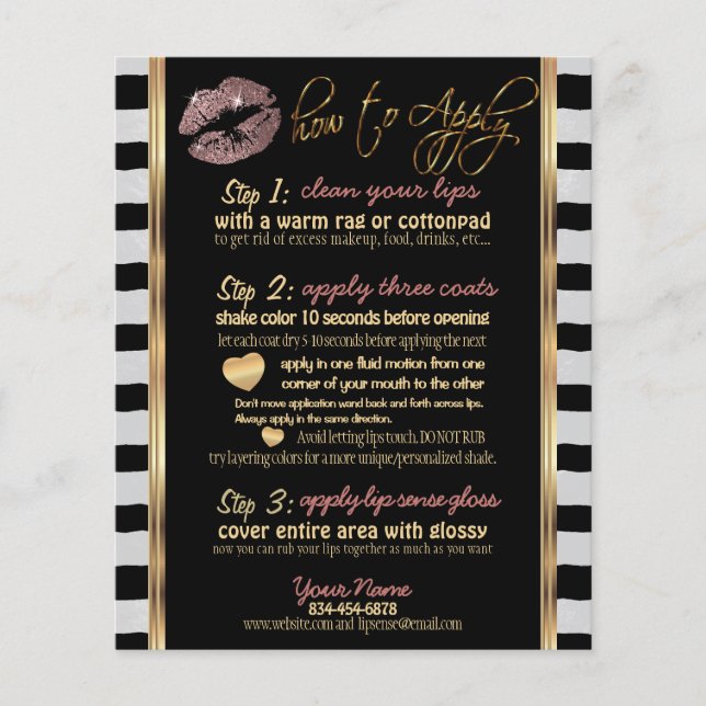 Flyer Lip de Rosa com folga empoeirada com instruções de (Frente)