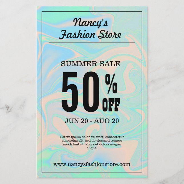 Flyer Liquid faux holographic iridescent texture (Frente)