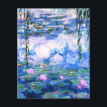 Flyer Lírios de Água Rosa Monet<br><div class="desc">Um panfleto de água rosa monet com lírios de água cor-de-rosa lindos flutuando em um lago azul calmo com almofadas de lírios. Um presente de Monet excelente para fãs do impressionismo e da arte francesa. Inimpressionismo sereno na natureza com lindas flores e paisagem de lagoas cênicas.</div>