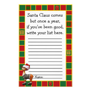 Flyer Lista de Desejos de Natal do Papai Noel para Crian