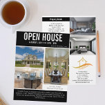 Flyer Lista de Imóveis Pretos Modernos da Casa Aberta<br><div class="desc">Anuncie a sua casa aberta sobre este panfleto imobiliário de dois lados com sotaque preto e tipografia branca com os detalhes da sua lista. Mande esses folhetos clássicos para potenciais clientes de compra de casa na sua área de realidade. Personalize com o nome da sua empresa imobiliária e os detalhes...</div>