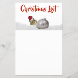 Flyer Lista de Natal de Prata e Neve de Chips Bonitos