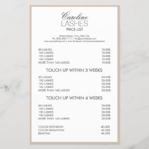 Flyer Lista de Preços Bordados da Criação de Extensõ