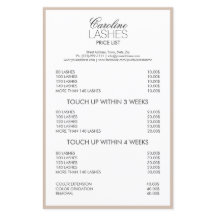 Lista de Preços Bordados de Creme de Extensões Las