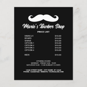 Flyer Lista de preços da barbearia masculina salão de ca
