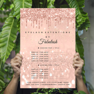 Flyer Lista de Preços da Maquiagem Salão de Beleza Rose