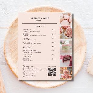 Flyer Lista de Preços da Padaria Foto QR Pêssego