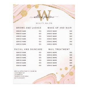 Flyer Lista de Preços de Agato de Marble Dourado Rosa El