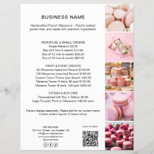 Flyer Lista de Preços de Bakery Foto Personalizada QR Wh