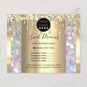 Flyer Lista de Preços de Beleza Maquiagem Unhas Golden D