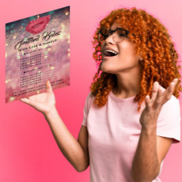 Flyer Lista de Preços de Brilho de Rosa Beijo Lábios Fly