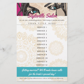 Flyer Lista de preços de cabeleireiro salão de beleza ma