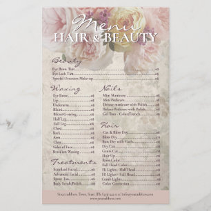 Flyer Lista de Preços de Cabelo Beleza Depilação Unhas R