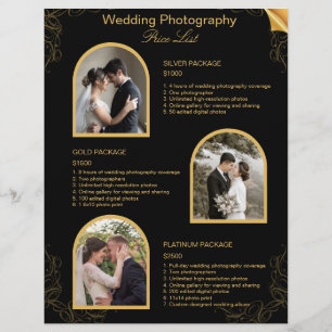 Flyer Lista de Preços de Fotografia de Casamento Moderna