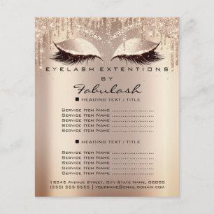 Flyer Lista de Preços de Glitter Marrom de Salão de Bele