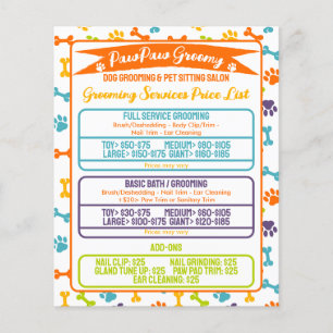 Flyer Lista de Preços de Higiene Canina Minimalista Mode