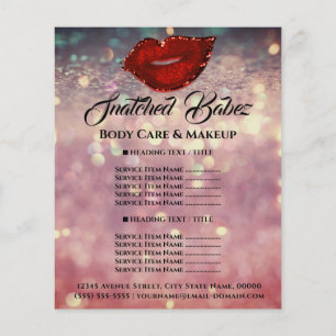 Flyer Lista de Preços de Lábios com Brilho Rosa Kiss