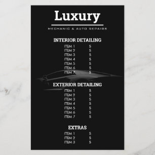 Flyer Lista de Preços de Lavagem Automática de Limpeza A