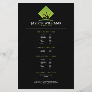 Flyer Lista de Preços de Logo de Grama para Cuidado de J