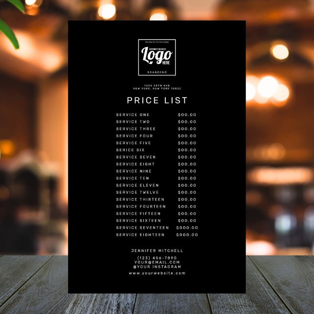 Flyer Lista de Preços de Logo Personalizado Preto Profis (business brochure)