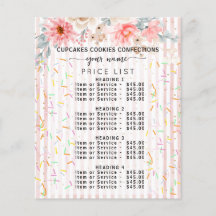 Lista de Preços de Padaria Doce Listras Florais